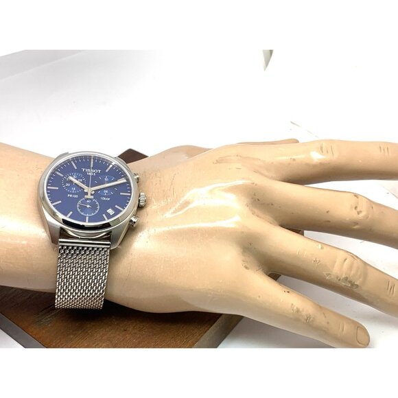 Tissot Men's Watch PR100 Swiss Quartz 41mm Chronograph Blue Dial T1014171104100 - Picture 5 of 15